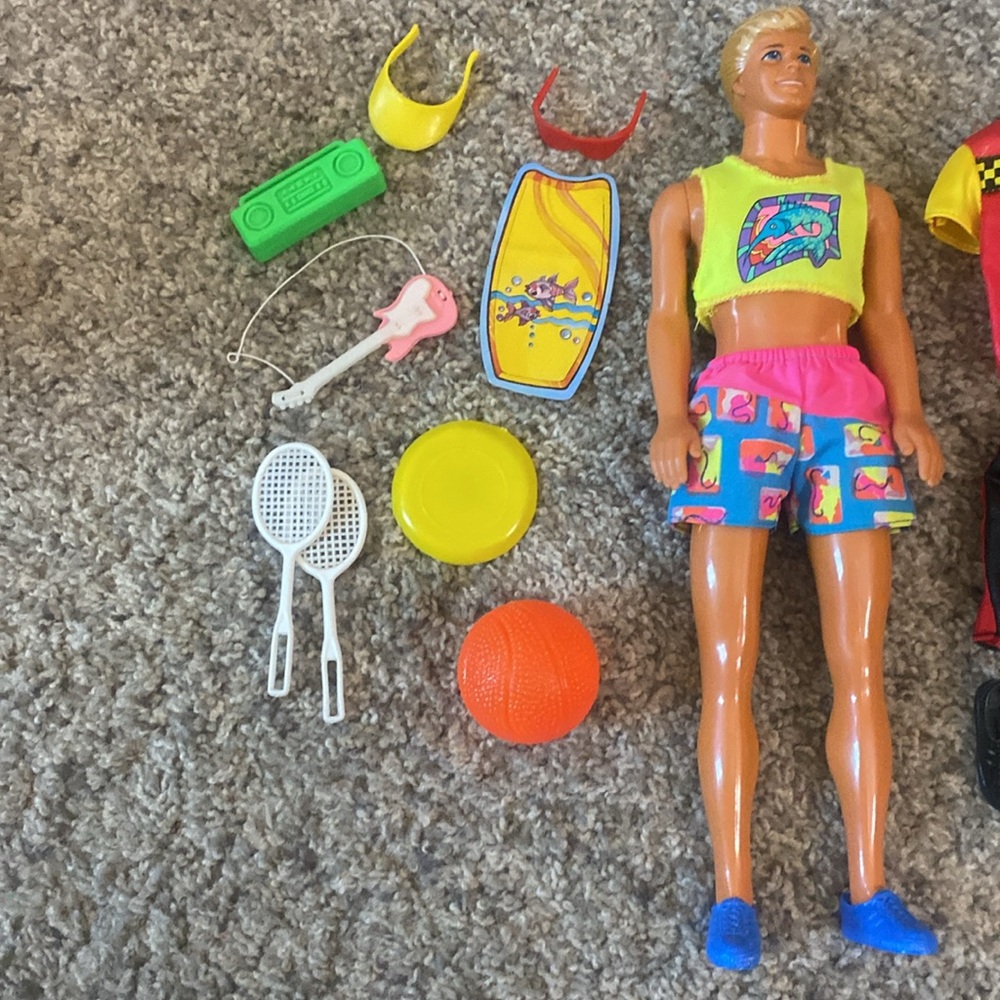 Vintage 1990 Hawaiian fun Ken doll.  Includes all accessories shown.  Preowned - Picture 3 of 4